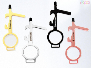 Stainless Key Chain Key Ring with Contactless Door Opener Tool For Promotion Gift 