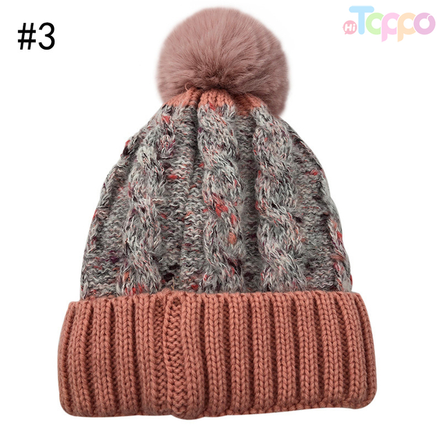 Fashion Outdoor Warm Joint Thicken Knitted Winter Hats with Pompom