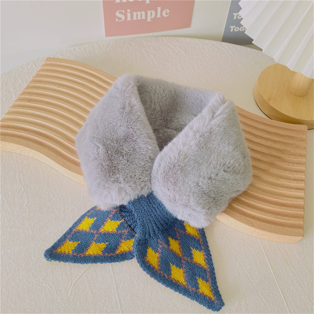 Children’s collar stitching plush warm protection neck scarf