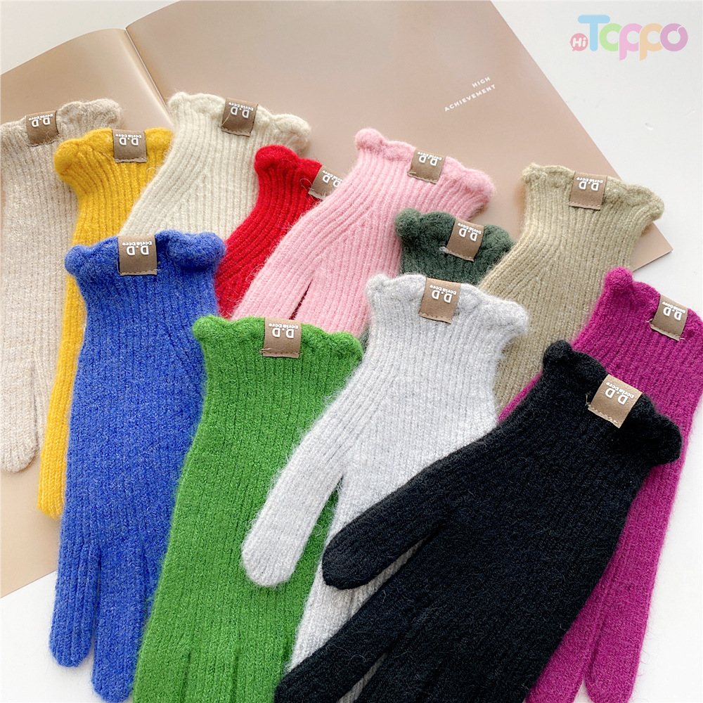 Acrylic Flat Machine Knit Solid Gloves