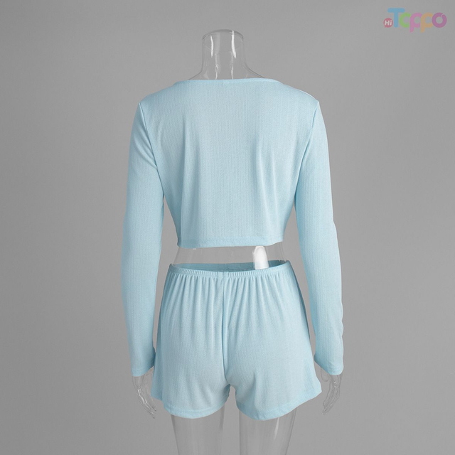 White Ribbed V-Neck Cropped Cardigan Shorts Two-Piece Set