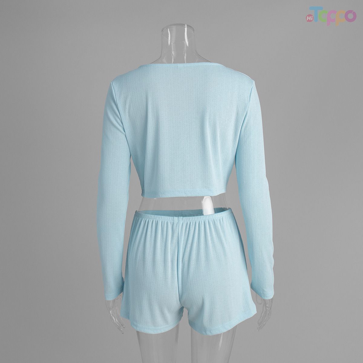 White Ribbed V-Neck Cropped Cardigan Shorts Two-Piece Set