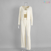 Women's Cream 3-Piece Cardigan & Loungewear Set