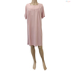 Soft Pink Short-Sleeve Nightgown with Delicate Embroidered Trim