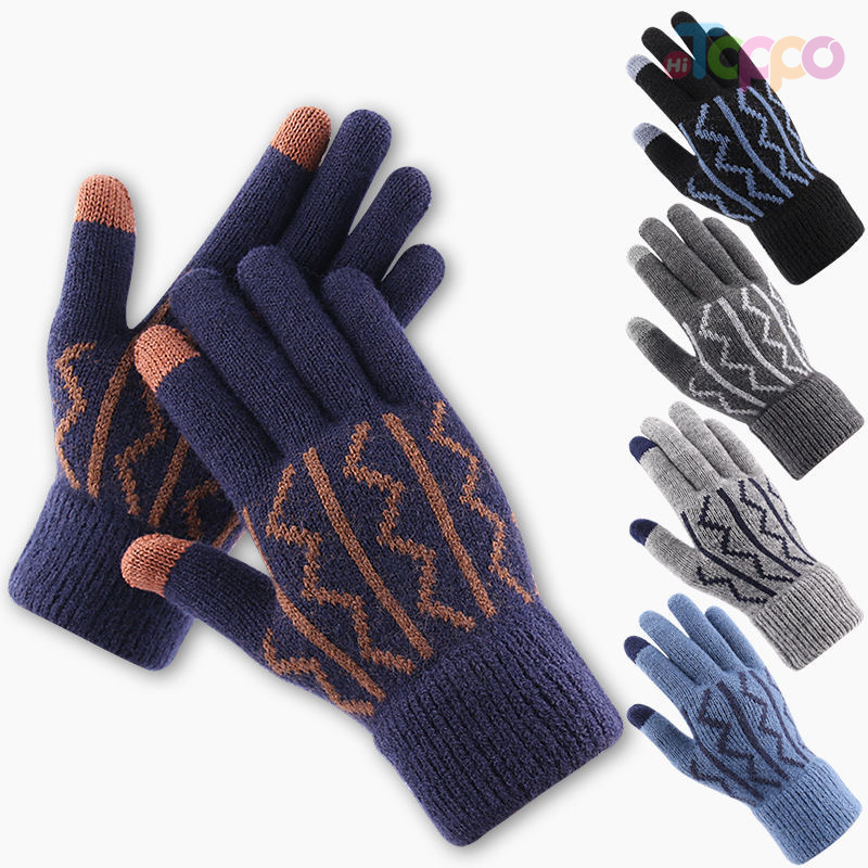 Acrylic 7 Gage Purl Jacquard Touch Panel Gloves 