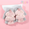 Lovely Christmas Gloves Cute Student Fingerless Flip Gloves Acrylic Winter Warm Gloves