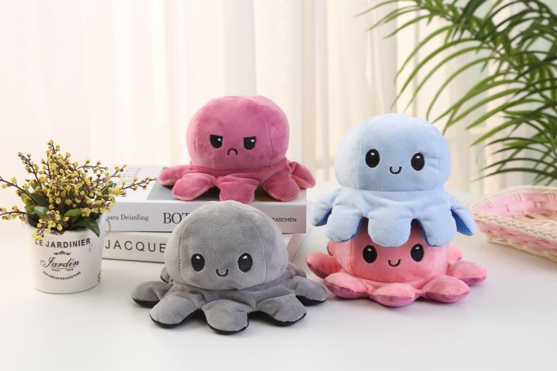 Squeezable Stress Relief Reversible Octopus Flip Plush Toy