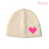 Women Core Spun Yarn Solid Knitted Hat with Silicone Love Heart