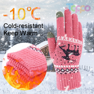 Women Mobile Phone Winter Touch Screen Gloves with Jacquard pattern