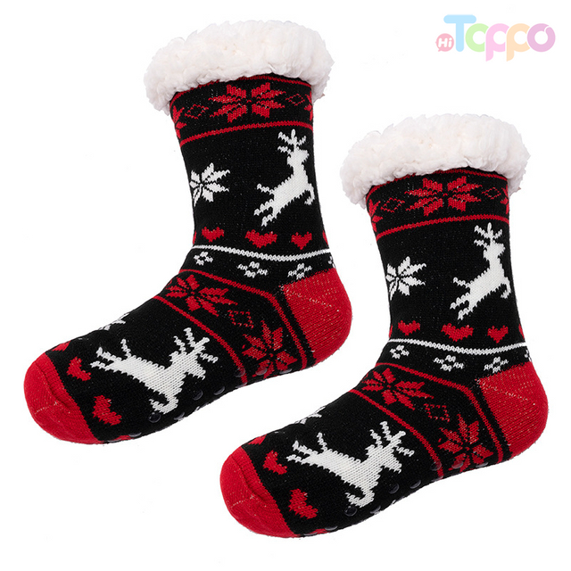 Acrylic Jacquard Floor Socks Anti Slip Keep Warm Winter Slipper Fuzzy Indoor Cozy Socks 