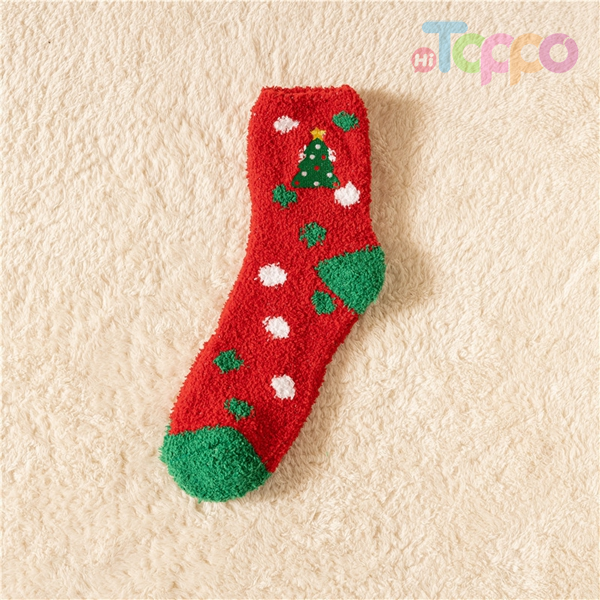 Xmas Coral Fleece Socks Winter Jacquard Sleep Stockings Gifts for Christmas