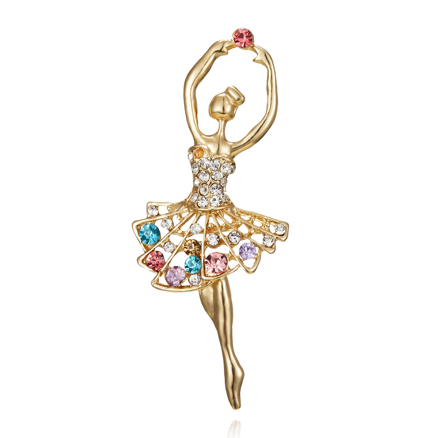 Dancing Girl Pearl Rhinestone oil brooch