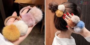 Fabric and Fake Fur Headbands For Women-Set Hair