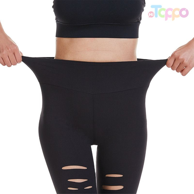 High Quality Women Seamless Yoga Pants Casual Cutout Ripped Butt Lifter Tummy Control Yoga Skinny Leggings