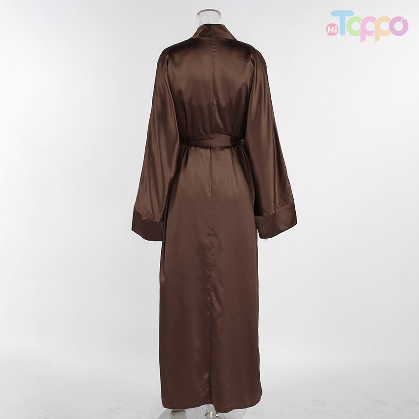 Chocolate Brown Satin Robe & Cami Loungewear Set