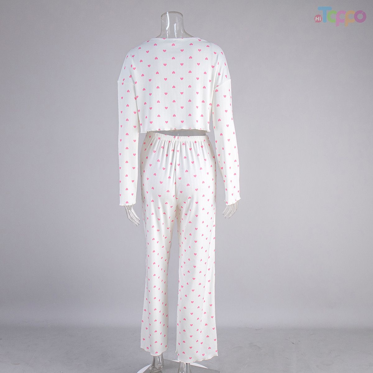 Cozy White & Pink Heart Pajama Two-Piece Set