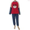 Women's Color-Block Cartoon Face Plush Knit Raglan Sleeve Pajama Set