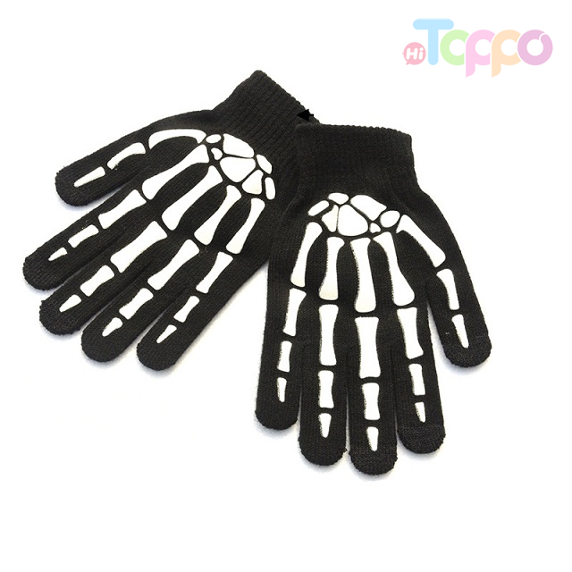 New Punk Knit Gloves Unisex Halloween Printed Gloves Glow In The Dark Winter Gloves Luminous Fitness Glove Cycling Gloves