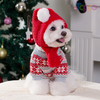 Christmas Pet Sweater with Snowflake Pattern & Hooded Scarf