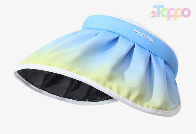Spring and summer gradient color system black rubber empty top hat UV large eaves sunscreen visor hat