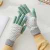 Knitted plaid gloves plus fleece thickened cycling five-finger touch screensaver warm gloves