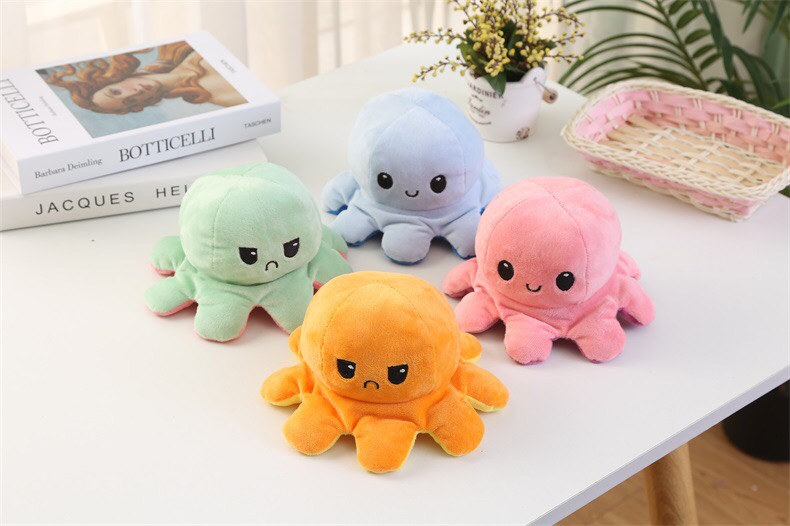 Squeezable Stress Relief Reversible Octopus Flip Plush Toy