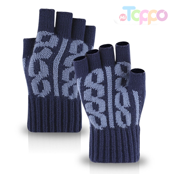 Warm Half-finger Gloves Jacquard Knit Gloves Fingerless Gloves