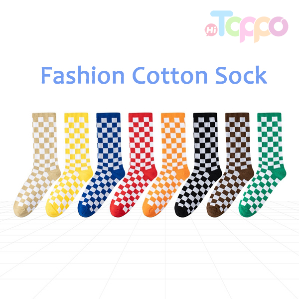 Unisex Cotton Jacquard Socks Fashion Grid Socks