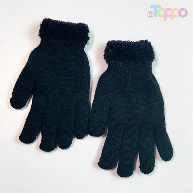 Acrylic with Feather Cuff 7-gage Solid Double Layers Gloves 