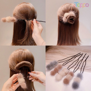 Fabric and Fake Fur Headbands For Women-Set Hair