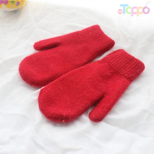 Acrylic & Rabbit hair Solid Mittens