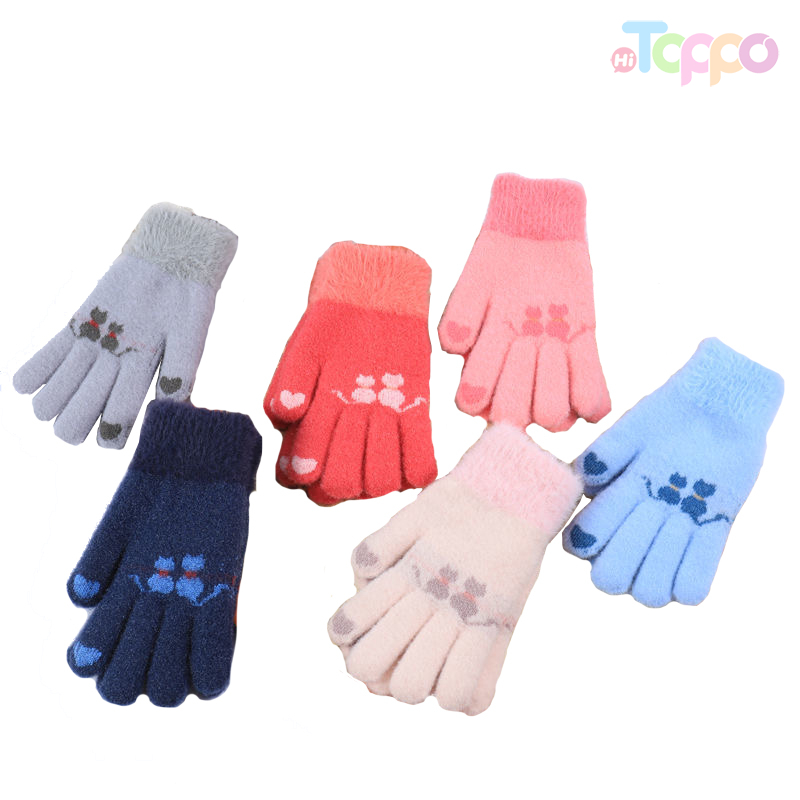 Acrylic 7 Gage Heart Jacquard Touch Panel Gloves 