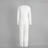 Women's White Ribbed Long-Sleeve Top & Cropped Pants Loungewear Set