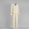 Cream Floral Ruffled Long-Sleeve Loose Comfortable Sleepwear Set
