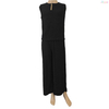 Black Textured Sleeveless Two-Piece Wide-Leg Pants Casual Set