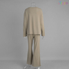 White V-Neck Top & Flare Leg Loungewear Set