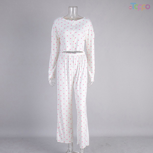 Cozy White & Pink Heart Pajama Two-Piece Set
