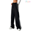 Wholesale Side Stripe Stitching Patchwork Track Pants Women High-waisted Straight-leg Sweatpants with Pockets Outdoor Casual Comfortable Trousers