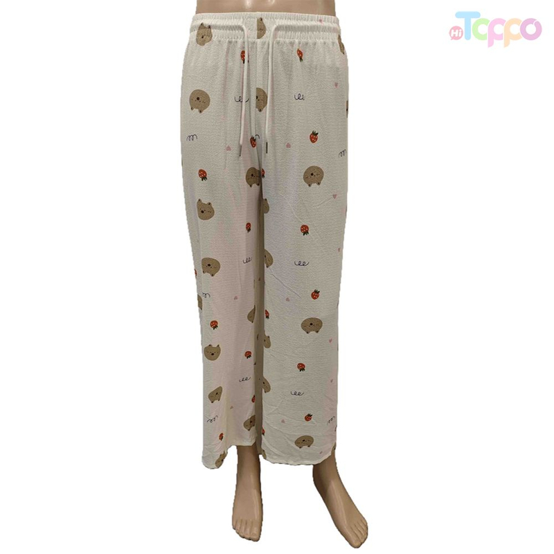 Women's Lovely Pajama Pants Breathable Elastic Waist Drawstring Lounge Pants for Home Wear