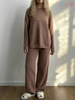 Pastel Pink Fuzzy Mock Neck Cozy Loungewear Set