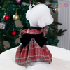 Red Plaid Ruffle Dog Dress with Black Bow & Sweater Set