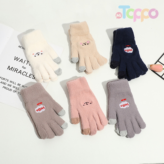 Thicker Mink Fur Embroidered Gloves 2 Touch Tips Touch Screen Gloves Soft Winter Warm Gloves for Women Men