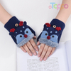 Knit Winter Thick Cute Cartoon Warm Children's Flip Gloves Beijirong Lining Fingerless Gloves