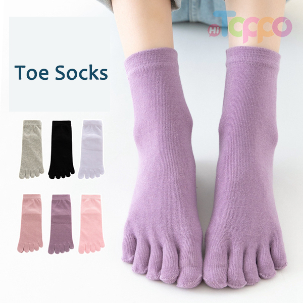 Plain Knitted Socks Toes Socks Cotton Toes Socks Soft Breathable Socks