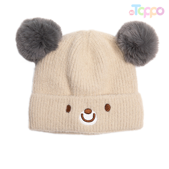Kids Core Spun Yarn Solid Embroidery Knitted Hat