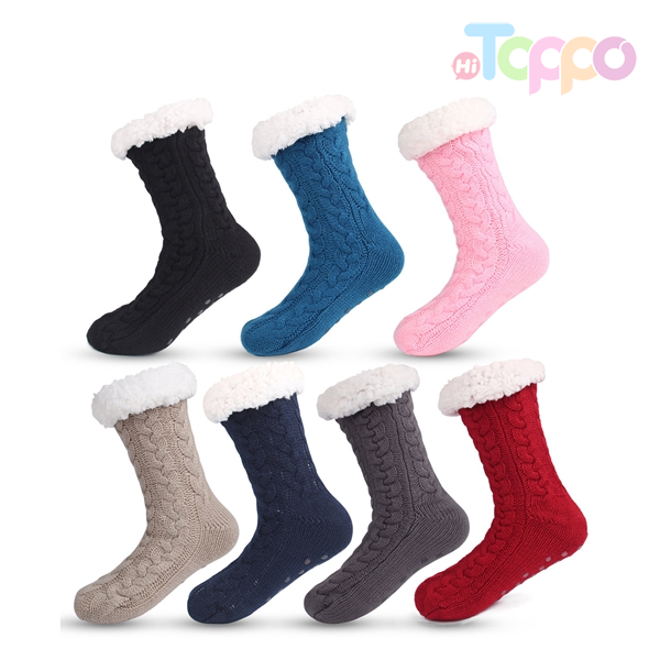 Acrylic Knit Floor Socks Knit Stockings Thick Cotton Velvet Lining Warm Stockings