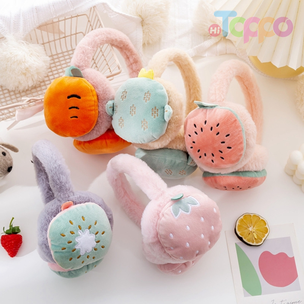 Fake Fur Cute Fruit Shapes Earmuff Winter Ear Cover Polyester Embroidery Earwarmer