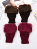  Faux Rabbit Fur Mittens Women Gloves Knitted Arm Fingerless Warmer Winter Knitted Gloves