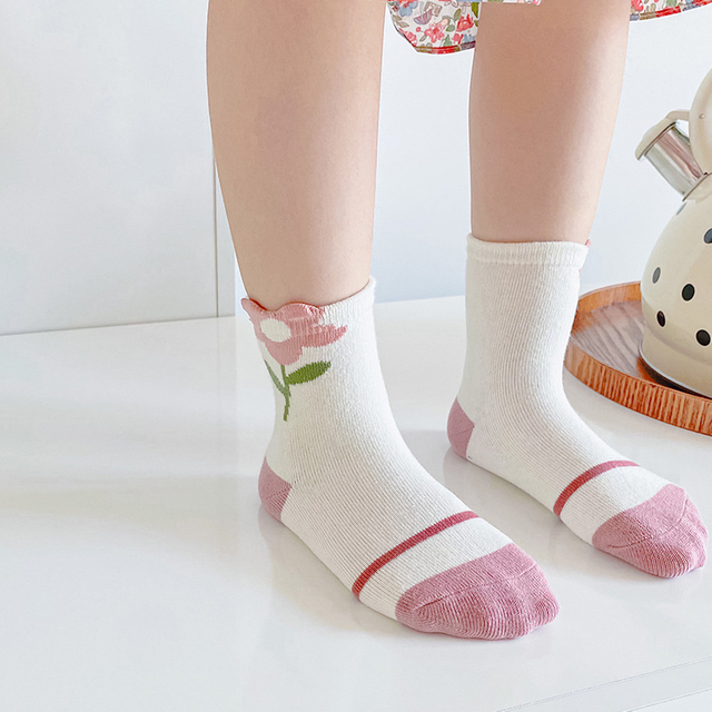 Girls combed cotton with striped lace