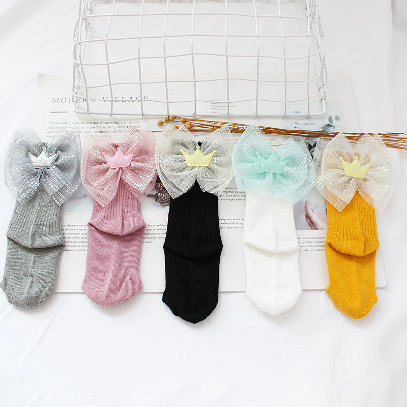 Girl’s Bowknot pure color spring and autumn cotton socks